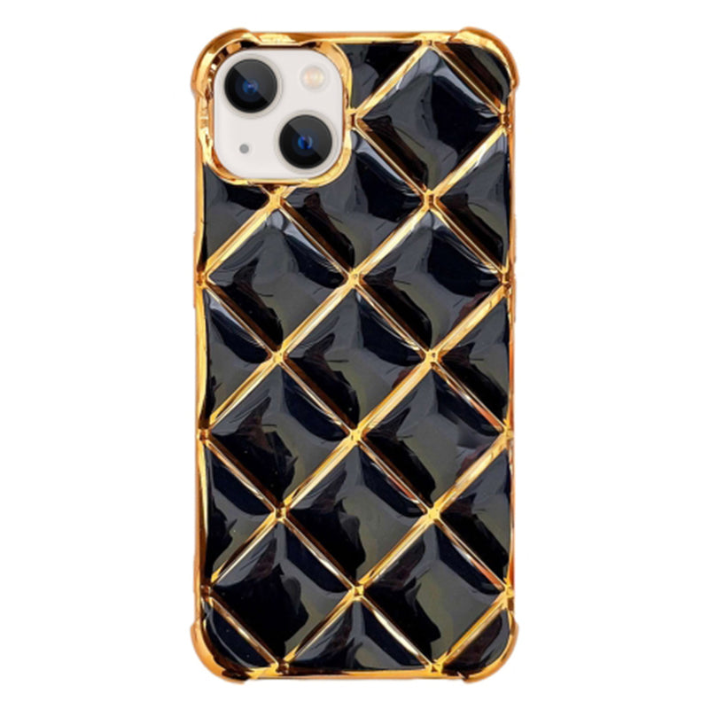 For iPhone 13 TPU Case Diamond Pattern Phone Cover Electroplating Golden Edge For iPhone 13 TPU Case Diamond Pattern Phone Cover Electroplating Golden Edge